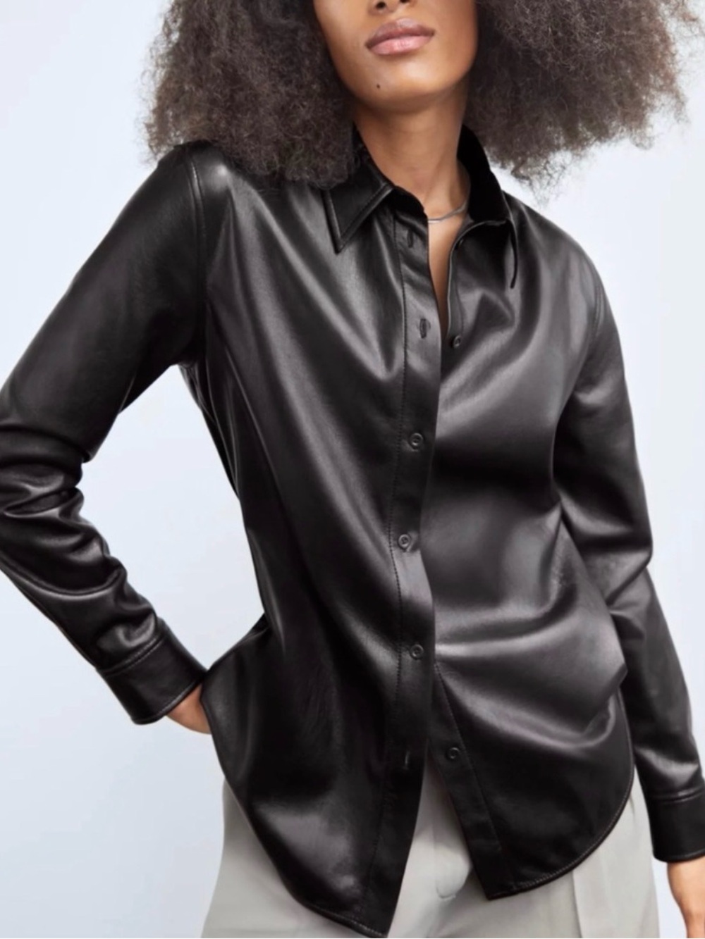 Aritzia Babaton Nouvelle Vegan Leather Button Up